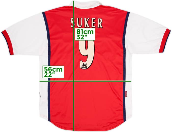 1999-00 Arsenal Home Shirt Suker #9 - 8/10 - (L)