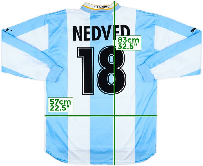 1999-00 Lazio European Home L/S Shirt Nedved #18 - 7/10 - (XL)