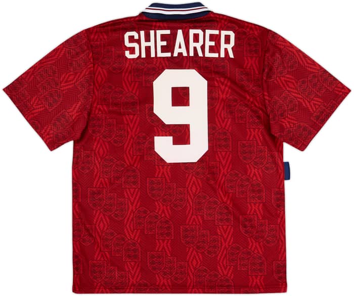 1993-95 England Away Shirt Shearer #9 - 8/10 - (L)