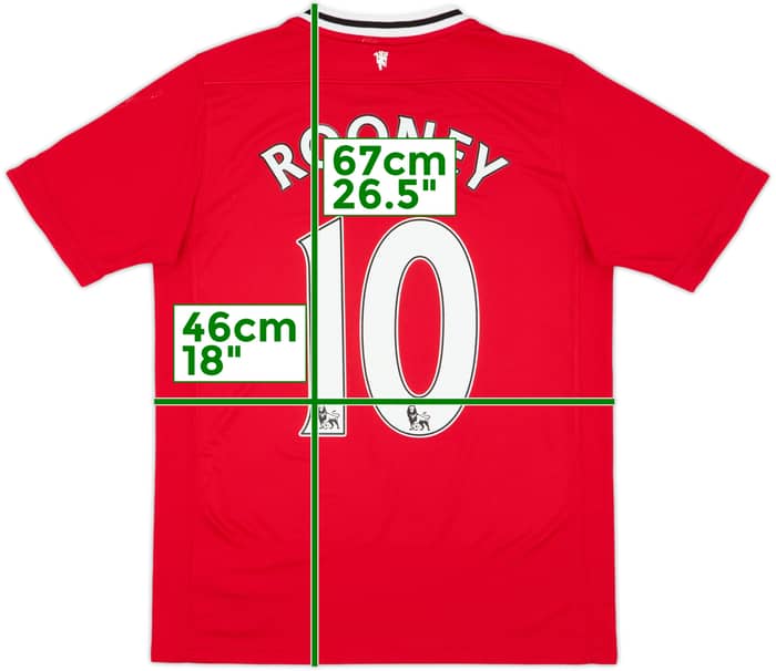 2011-12 Manchester United Camiseta de local Rooney #10 - 8/10 - (XL.Niños)