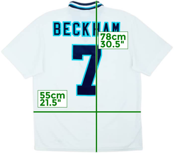 1995-97 England Home Shirt Beckham #7 - 5/10 - (L)