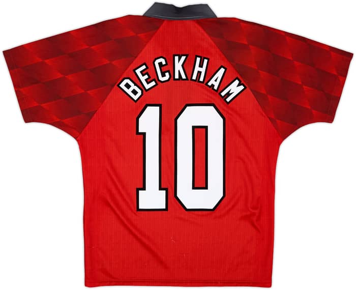 1996-98 Manchester United Home Shirt Beckham #10 - 8/10 - (Y)