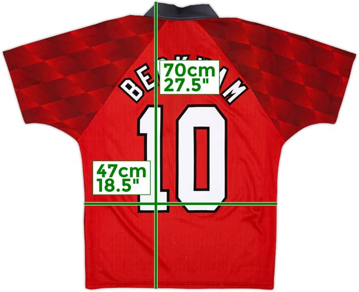 1996-98 Manchester United Home Shirt Beckham #10 - 8/10 - (Y)