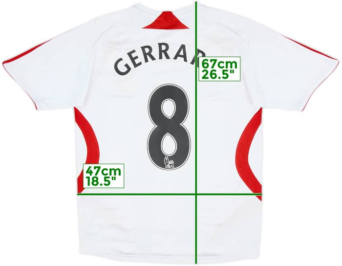 2007-08 Liverpool Away Shirt Gerrard #8 - 6/10 - (XL.Boys)