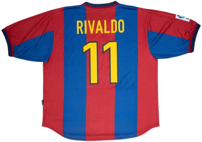 1998-00 Barcelona Home Shirt Rivaldo #11 - 8/10 - (XXL)