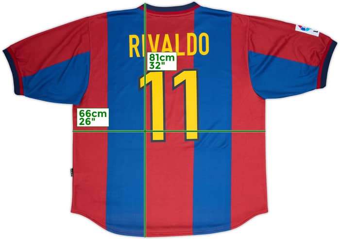 1998-00 Barcelona Home Shirt Rivaldo #11 - 8/10 - (XXL)