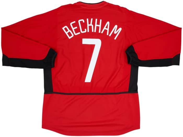2002-04 Manchester United Local L/S Camiseta Beckham #7 - 8/10 - (L)