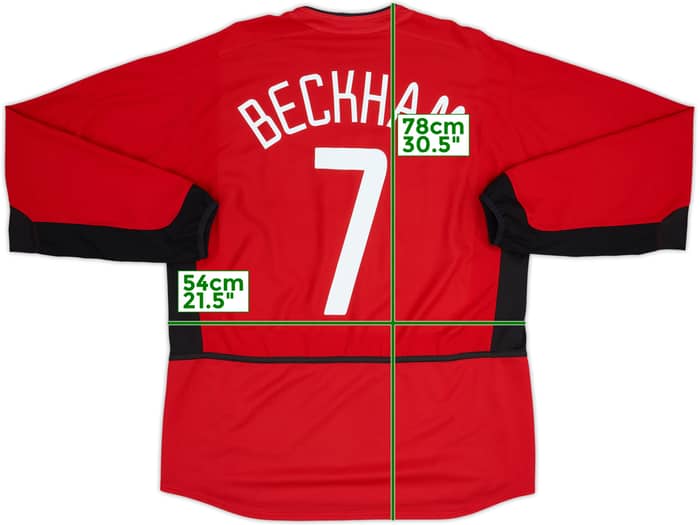 2002-04 Manchester United Local L/S Camiseta Beckham #7 - 8/10 - (L)