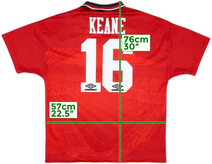 1994-96 Manchester United Home Shirt Keane #16 - 8/10 - (L)