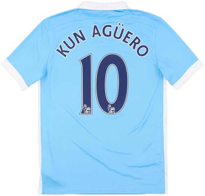 2015-16 Manchester City Home Shirt Kun Aguero #10 - 10/10 - (S)