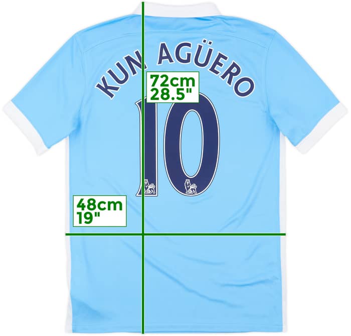 2015-16 Manchester City Home Shirt Kun Aguero #10 - 10/10 - (S)
