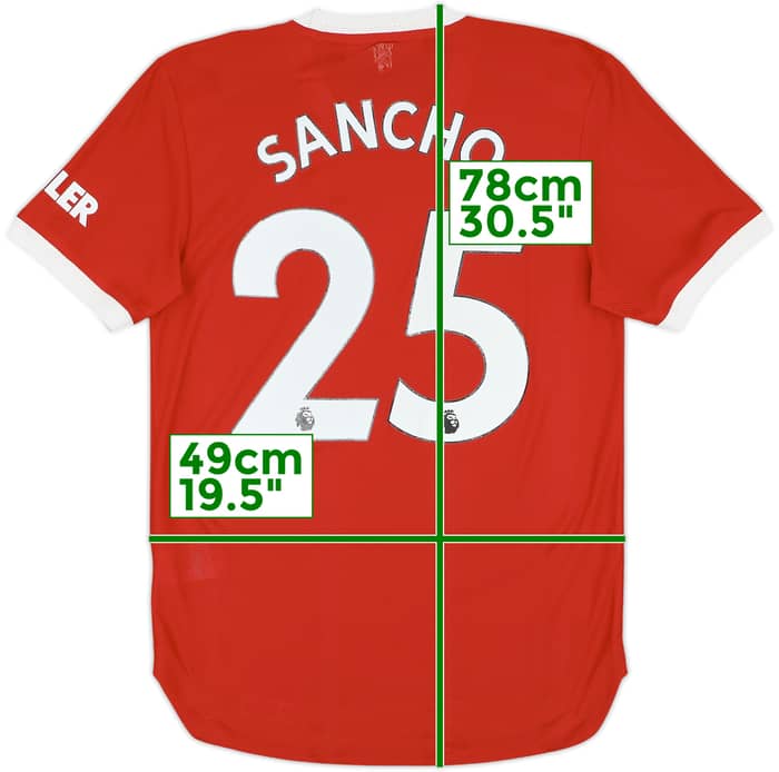 2021-22 Manchester United Authentic Home Shirt Sancho #25 - 6/10 - (S)