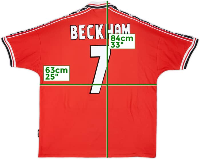 1998-00 Manchester United Home Shirt Beckham #7 - 7/10 - (XXL)