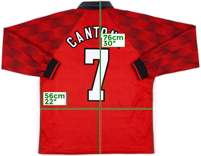 1996-98 Manchester United Home L/S Shirt Cantona #7 - 9/10 - (L)