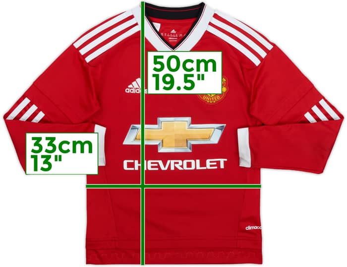 2015-16 Manchester United Home L/S Shirt - 6/10 - (S.Boys)