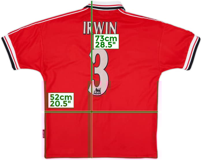 1998-00 Manchester United Home Shirt Irwin #3 - 8/10 - (L)