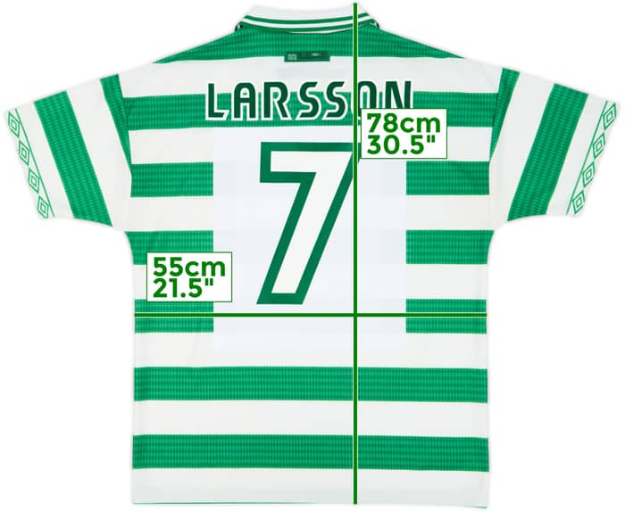1997-99 Celtic Home Shirt Larsson #7 - 8/10 - (L)