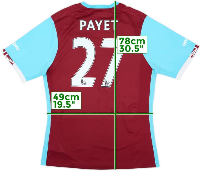 2016-17 West Ham Home Shirt Payet #27 - 6/10 - (Women's XL)