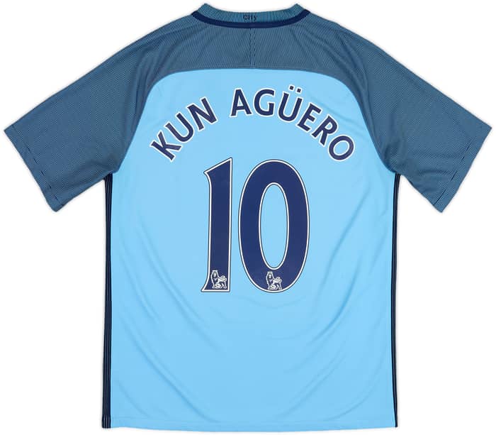 2016-17 Manchester City Home Shirt Kun Aguero #10 - 7/10 - (M)