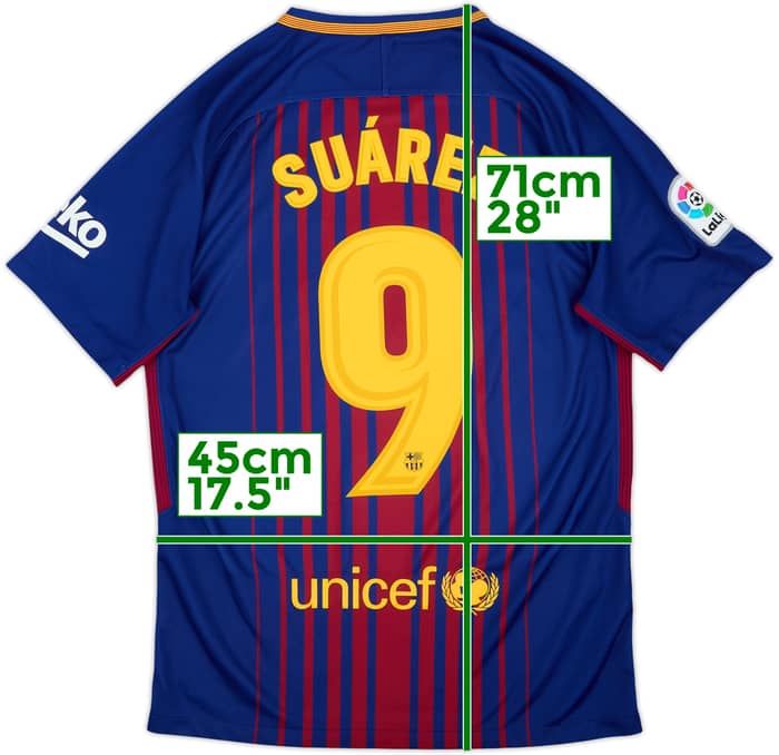 2017-18 Barcelona Home Shirt Suarez #9 - 5/10 - (S)