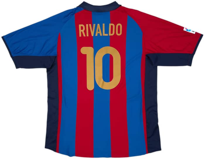 2001-02 Barcelona Home Shirt Rivaldo #10 - 9/10 - (L)