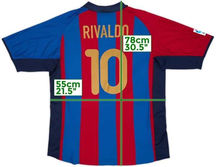 2001-02 Barcelona Home Shirt Rivaldo #10 - 9/10 - (L)