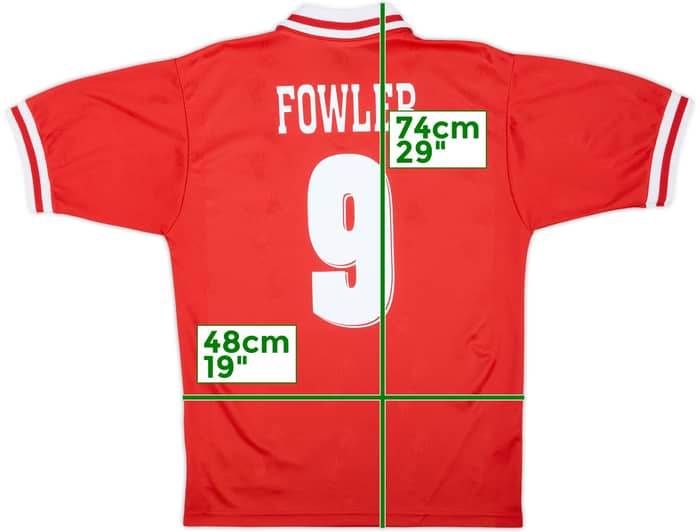 1996-98 Liverpool Home Shirt Fowler #9 - 8/10 - (S)