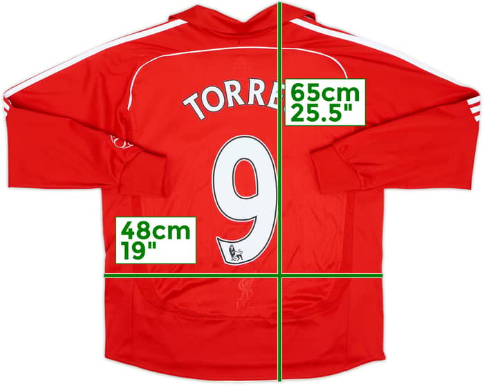 Camiseta de local de manga larga del Liverpool 2006-08 Torres #9 - 8/10 - (Niños L)