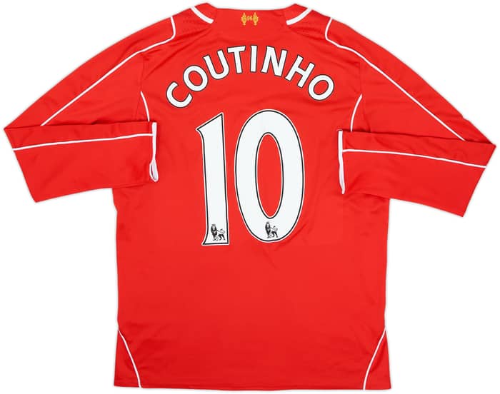 2014-15 Liverpool Home L/S Shirt Coutinho #10 - 5/10 - (L)