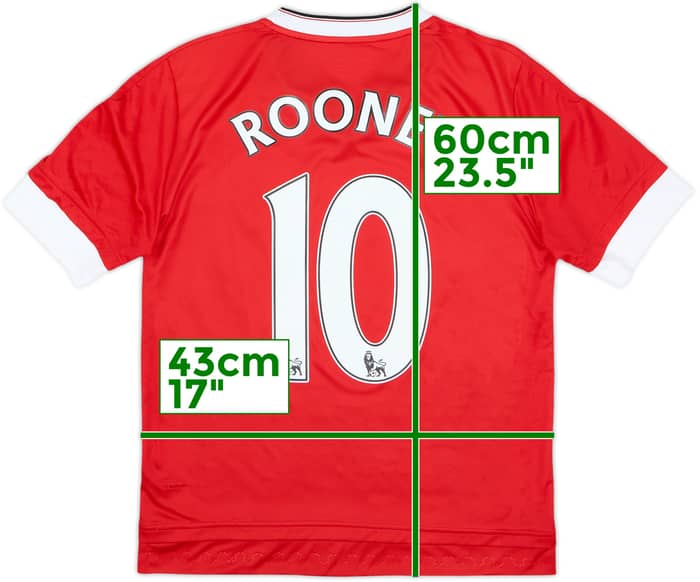 2015-16 Manchester United Home Shirt Rooney #10 - 8/10 - (L.Boys)