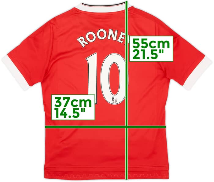2015-16 Manchester United Home Shirt Rooney #10 - 8/10 - (M.Boys)