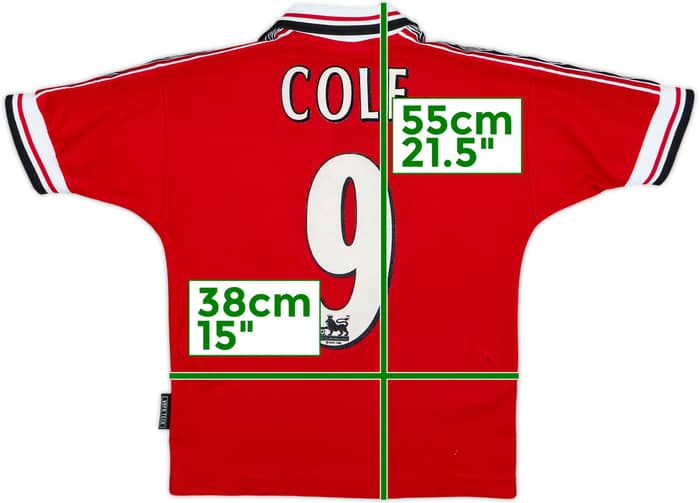1998-00 Manchester United Home Shirt Cole #9 - 8/10 - (S.Boys)