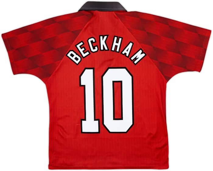 1996-98 Manchester United Home Shirt Beckham #10 - 8/10 - (Y)