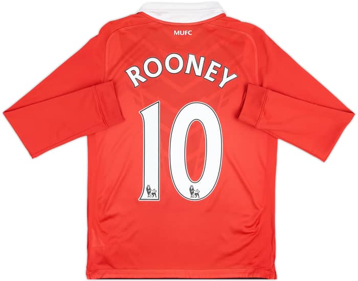 2010-11 Manchester United Home L/S Shirt Rooney #10 - 8/10 - (12-13 Years)