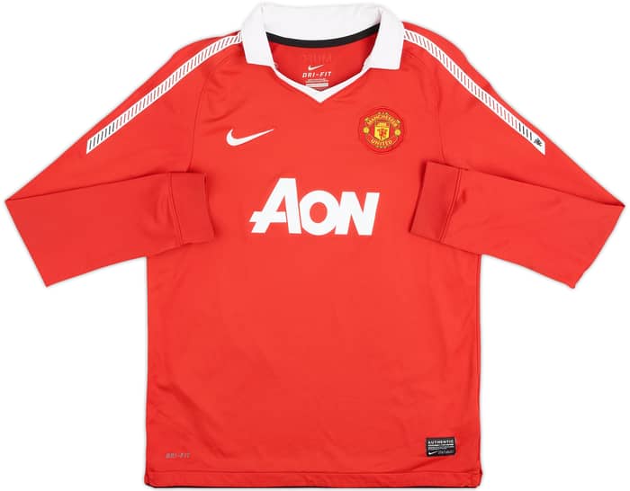 2010-11 Manchester United Home L/S Shirt Rooney #10 - 8/10 - (12-13 Years)