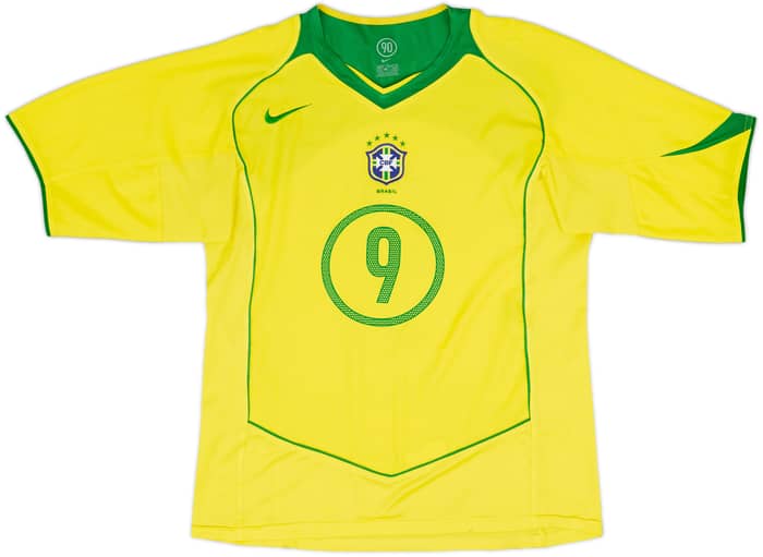 2004-06 Brazil Home Shirt Ronaldo #9 - 8/10 - (M)