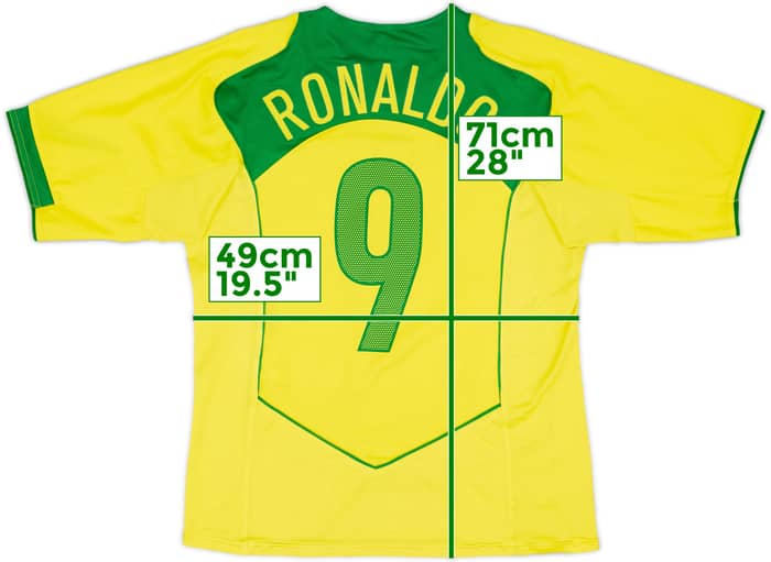 2004-06 Brazil Home Shirt Ronaldo #9 - 8/10 - (M)