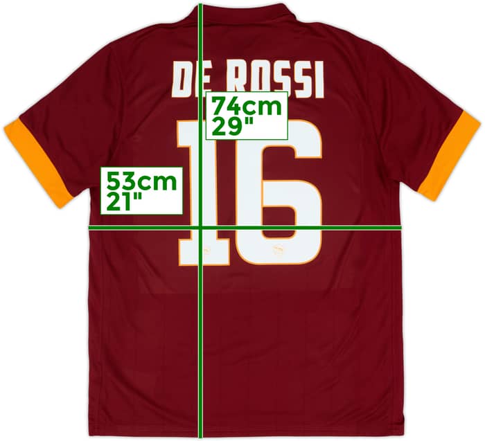 2014-15 Roma Home Shirt De Rossi #16 - 8/10 - (L)
