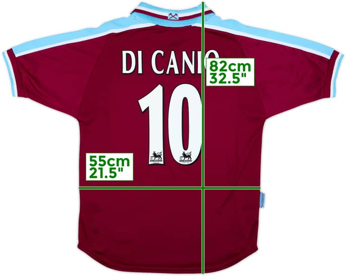 1999-01 West Ham Home Shirt Di Canio #10 - 8/10 - (M)