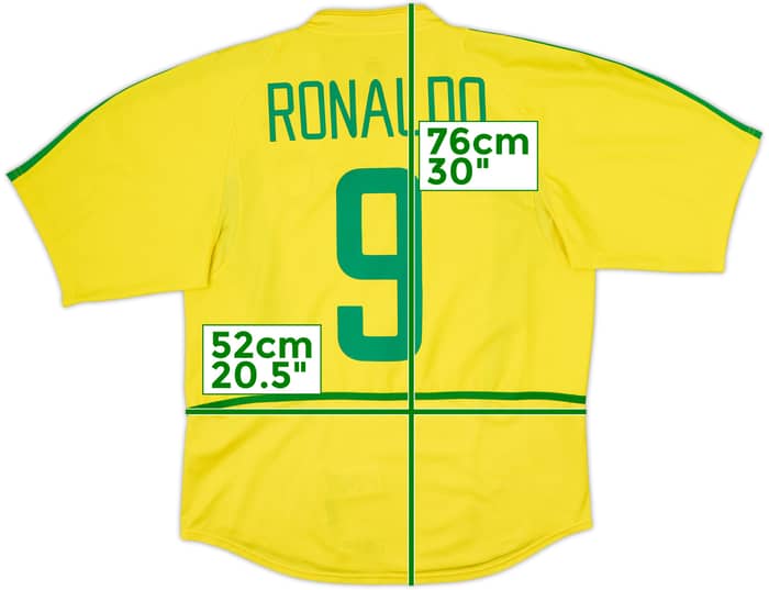 2002-04 Brazil Home Shirt Ronaldo #9 - 8/10 - (M)