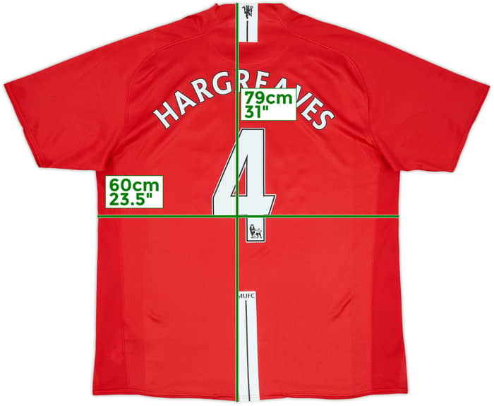 2007-09 Manchester United Home Shirt Hargreaves #4 - 9/10 - (XL)