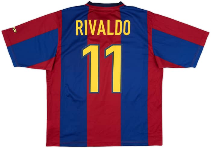 1998-00 Barcelona Basic Home Shirt Rivaldo #11 - 10/10 - (L)