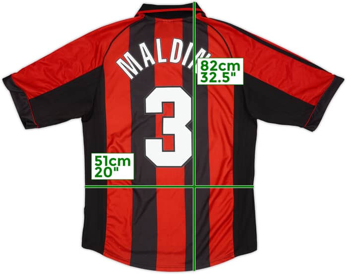 1998-00 AC Milan Home Shirt Maldini #3 - 8/10 - (M)