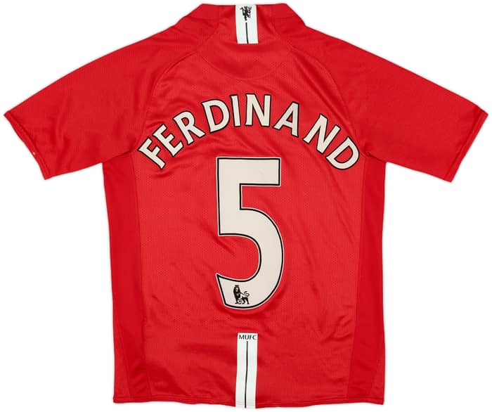 2007-09 Manchester United Home Shirt Ferdinand #5 - 8/10 - (XL.Boys)