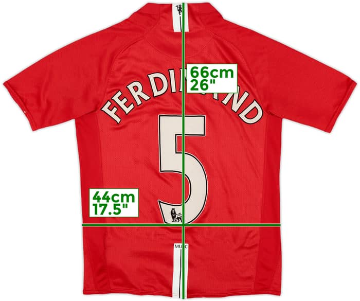 2007-09 Manchester United Home Shirt Ferdinand #5 - 8/10 - (XL.Boys)