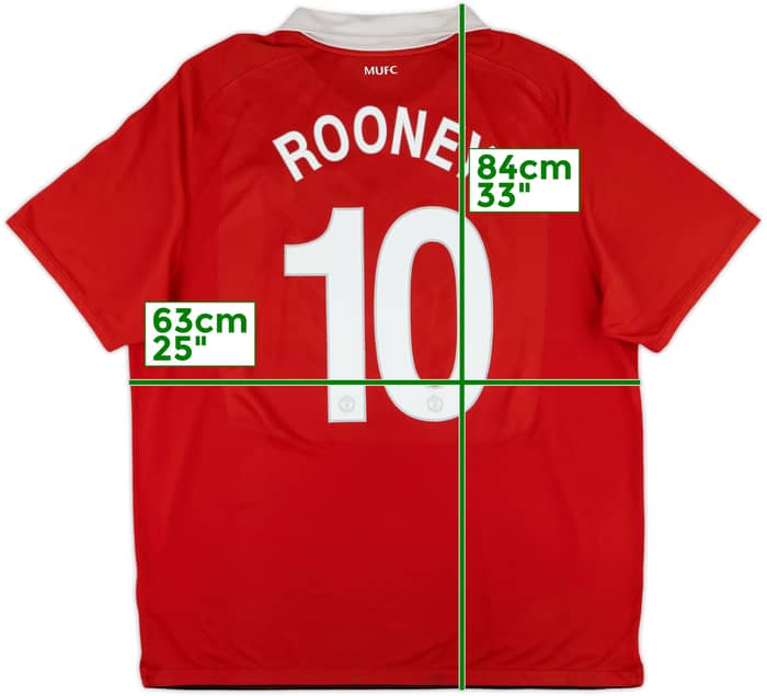 2010-11 Manchester United Home Shirt Rooney #10 - 6/10 - (XXL)
