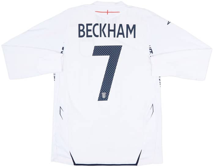 2007-09 England Home L/S Shirt Beckham #7 - 7/10 - (M)