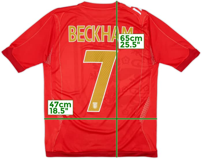 2006-08 England Away Shirt Beckham #7 - 7/10 - (XL.Boys)