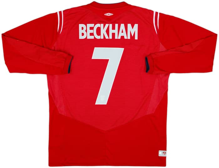 2004-06 England Away L/S Shirt Beckham #7 - 7/10 - (L)