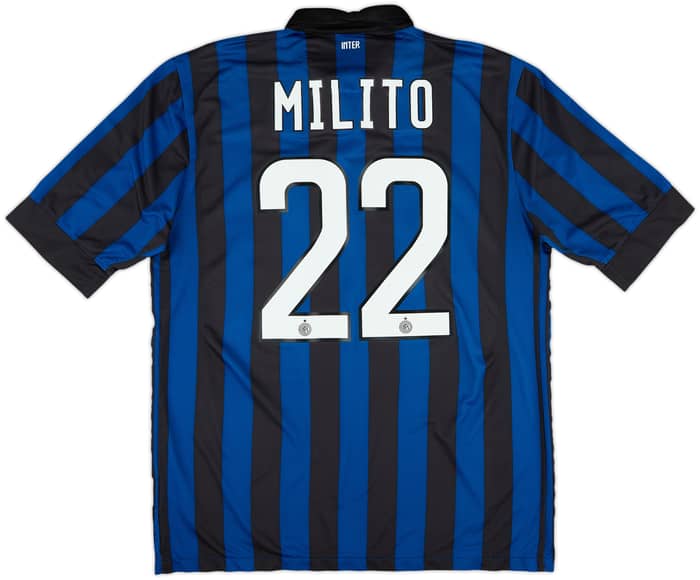 2011-12 Inter Milan Home Shirt Milito #22 - 7/10 - (L)